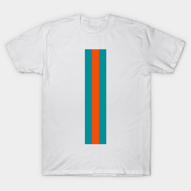 Retro American Football Stripes Miami Teal Orange T-Shirt by Culture-Factory